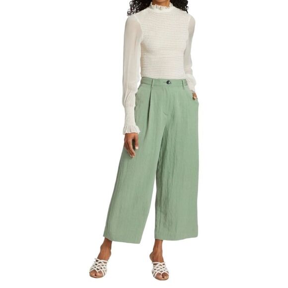 Rag & Bone NWT Kayden Sheer Smocked Blouse women's sz M in Light Dove - Picture 3 of 13